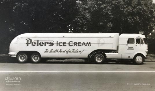 1950s Ansair/AEC truck for Peter’s Ice Cream with Flxible Clipper styling features 1950s Ansair truck for Peter’s Ice Cream with Flxible Clipper styling features, side profile