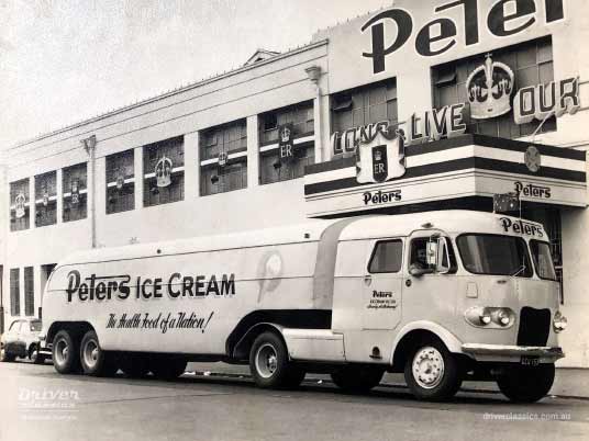1950s Ansair/AEC truck for Peter’s Ice Cream with Flxible Clipper styling features 1950s Ansair truck for Peter’s Ice Cream with Flxible Clipper styling features