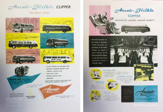 Advertisement for Ansair Flxible Clippers, circa 1957 Ansair Flxible Clipper Advertisement, circa 1957.