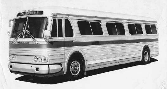 Illustration of the ‘not to be’ Ansair-GM, a potential Australian produced version of the GM PD 4106 Illustration of the Ansair-GM bus, a potential Australian produced version of the GM PD 4106
