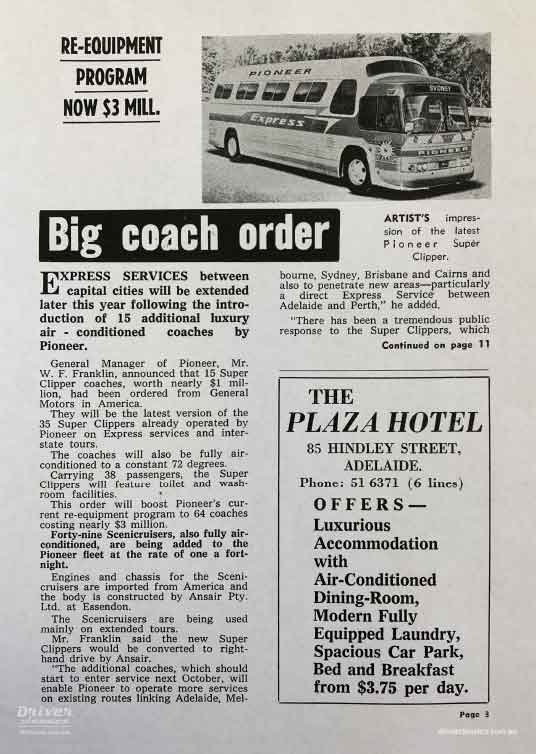 Pioneer promotion of the first GM PD4107 coach order, circa 1966 Pioneer promotion of the first General Motors GM PD 4107 bus coach order, circa 1966