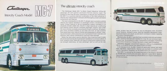 Late 1960s MCI MC7 brochure cover and pages MCI MC7 bus brochure cover and pages from the Late 1960s