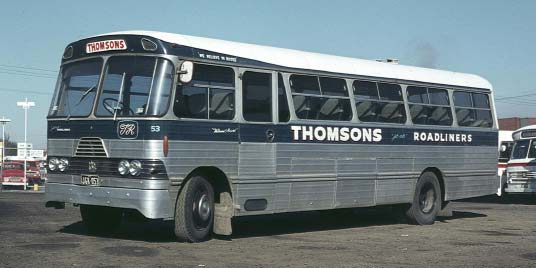 1965 Bedford SB3 with Denning mid-sixties body. This coach was new to Thomson’s in Melbourne and was acquired from Thomson’s by Driver in 1973 along with a school run. Bedford SB3 with Denning mid-sixties body (1965 Version)